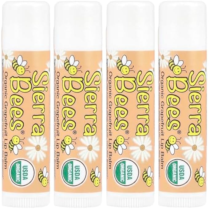 Sierra Bees , ORGANIC LIP BALMS, GRAPEFRUIT, 4 PACK.15 OZ (4.25 G) EACH - Image 1